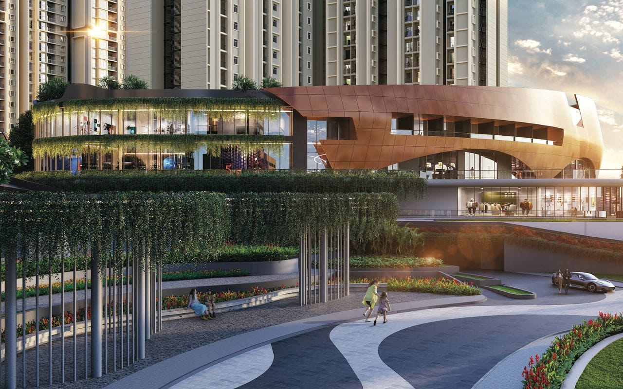 The clubhouse and its drop off court, artist's impression