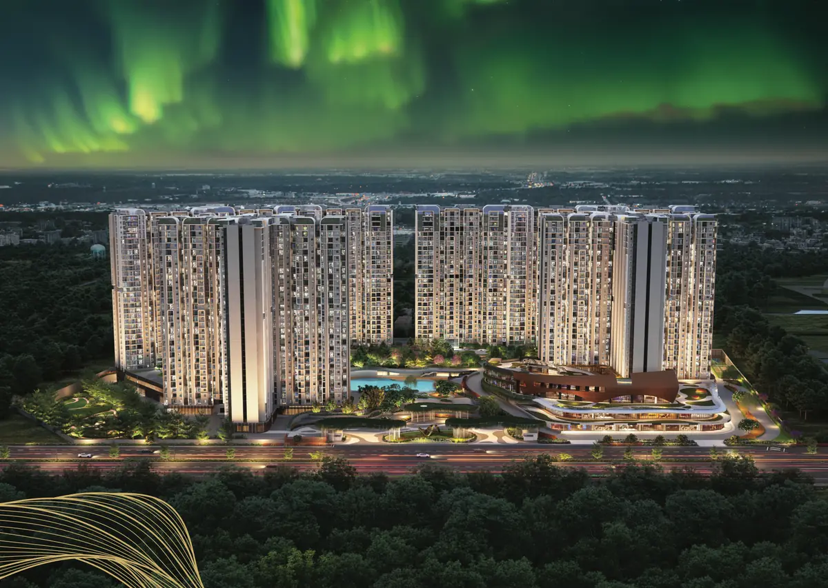 Northern Lights by Puravankara KVN, night view of the towers