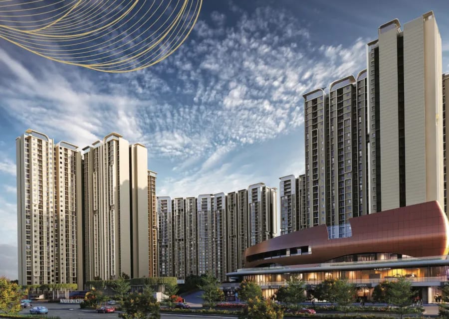Northern Lights brochure page with the towers and the retail frontage, artist's impression