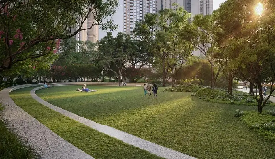 Central green lawn at Northern Lights