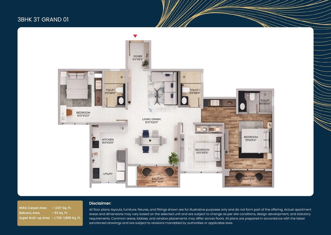 Northern Lights 3 BHK 3T Grand floor plan